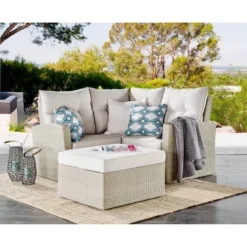 All-Weather Wicker Canaan Outdoor Ottoman Brown - Alaterre Furniture -Garden & Outdoors GUEST 1d8757b6 22a9 4ab4 a628 2260d7676cac
