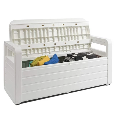 Toomax Z599E108 Foreverspring UV Weather Resistant Lockable Box Chest Bench For Outdoor Pool Patio Furniture And Deck Storage Bin, 70 Gallon (White) 2 Toomax Z599E108 Foreverspring UV Weather Resistant Lockable Box Chest Bench For Outdoor Pool Patio Furniture And Deck Storage Bin, 70 Gallon (White)