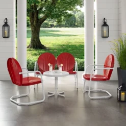 Griffith 4pc Outdoor Conversation Set - Bright Red - Crosley