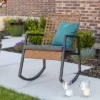 Komodo Modern Boho Faux Rattan & Metal Outdoor Rocking Chair With Cushion - Brown/Gray - Saracina Home -Garden & Outdoors GUEST 1e5cdcdf 9300 4063 a5b4 53413ead0e03