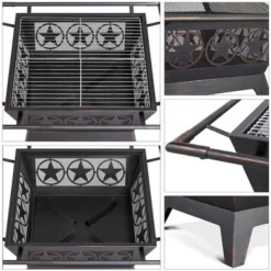 Yaheetech 32inch Fire Pit Outdoor Round Steel Fire Bowl With Mesh Cover Grills Poker For Patio Garden Camping Bonfire -Garden & Outdoors GUEST 1e62b4fa c6f2 4d1b 87f4 8c5e168076d7