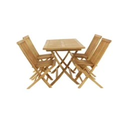 5pc Traditional Teak Wood Patio Dining Set - Brown - Olivia & May -Garden & Outdoors GUEST 1f128057 19de 479d 8798 d6918d9bf8e7
