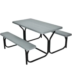 Costway Picnic Table Bench Set Outdoor Camping Backyard Garden Patio Party All Weather Gray/Green -Garden & Outdoors GUEST 1f59e61b 9551 464d a1b9 f7b8c9405171