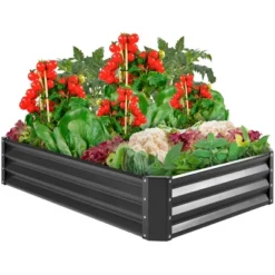 Best Choice Products 6x3x1ft Outdoor Metal Raised Garden Bed For Vegetables, Flowers, Herbs, Plants -Garden & Outdoors GUEST 20c19473 fa5d 4d62 90fa eb970e0850ac