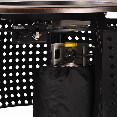 5pc Outdoor Fire Table Set With Weave 44" Round Fire Table, 4 Deep Seating Swivel Rocking Chairs & Table Fabric Covers - Oakland Living 11 5pc Outdoor Fire Table Set With Weave 44" Round Fire Table, 4 Deep Seating Swivel Rocking Chairs & Table Fabric Covers - Oakland Living - Image 9