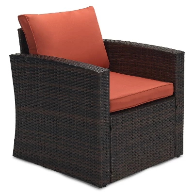 6pc Wicker Outdoor Conversation Set - Orange - EDYO LIVING 7 6pc Wicker Outdoor Conversation Set - Orange - EDYO LIVING - Image 5
