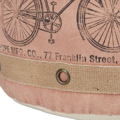 Cotton Pouf Featuring A Screenprinted Bicycle Illustration With Script - Olivia & May 5 Cotton Pouf Featuring A Screenprinted Bicycle Illustration With Script - Olivia & May - Image 3
