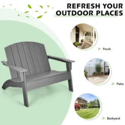 Costway Patio Adirondack Chair Loveseat Bench HDPE Weather Resistant Deck Grey 11 Costway Patio Adirondack Chair Loveseat Bench HDPE Weather Resistant Deck Grey -Garden & Outdoors GUEST 222a1fcd 728d 4333 86b5 0f98050ba12a