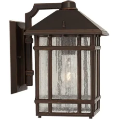 Kathy Ireland Sierra Craftsman Mission Outdoor Wall Light Fixtures Set Of 2 Rubbed Bronze 11" Seedy Glass For Post Exterior Barn Deck House Porch Yard -Garden & Outdoors GUEST 22fb059a 4d20 4a68 8f22 05dffd84b455