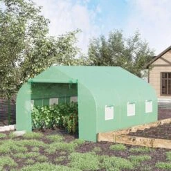 Outsunny 12' X 10' X 7' Outdoor Walk-In Tunnel Greenhouse Hot House With Roll-up Windows, Zippered Door, PE Cover, Green -Garden & Outdoors GUEST 23340720 1a42 4fcc b582 41136824917c