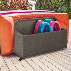 Palm Harbor Outdoor Wicker Pool Storage Caddy - Weathered Gray - Crosley