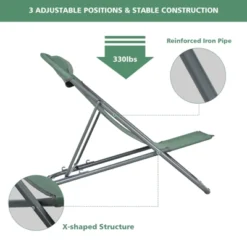 Tangkula 2 PCS Beach Chair Lounger Reclining Folding Chair W/3-Position Adjustable Backrest Blue/Orange/Green -Garden & Outdoors GUEST 23e75991 7ee6 4630 8ed6 158eb315d534