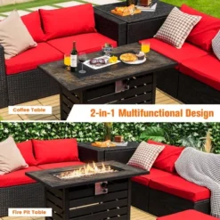 Costway 42'' Rectangular Propane Fire Pit Table 50,000 BTU W/ Lava Rocks & PVC Cover -Garden & Outdoors GUEST 251020fb c50a 4e67 ba40 180966237ab2