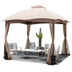 Costway 10x10 FT 2-Tier Patio Gazebo Canopy Netting Heavy-Duty Metal Easy-Setup Outdoor -Garden & Outdoors GUEST 2712e1b3 9c08 4db3 b0da 8b033595bfeb