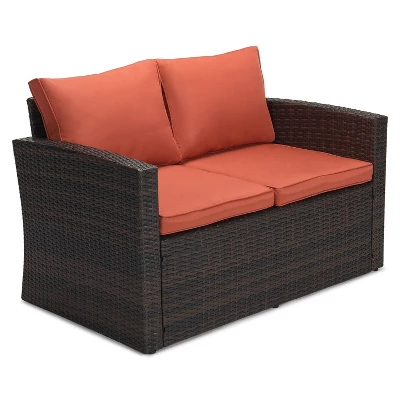 6pc Wicker Outdoor Conversation Set - Orange - EDYO LIVING 6 6pc Wicker Outdoor Conversation Set - Orange - EDYO LIVING - Image 4