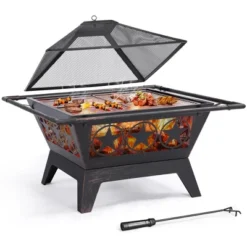 Yaheetech 32inch Fire Pit Outdoor Round Steel Fire Bowl With Mesh Cover Grills Poker For Patio Garden Camping Bonfire -Garden & Outdoors GUEST 275dcf9e 44b7 4ea5 86d5 737ace6e19eb