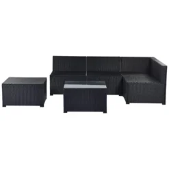 6pc Wicker Patio Conversation Set With Cushions - Black/Gray - GODEER -Garden & Outdoors GUEST 27fb0d78 c5e5 46f5 9d69 e5f2c74b610e