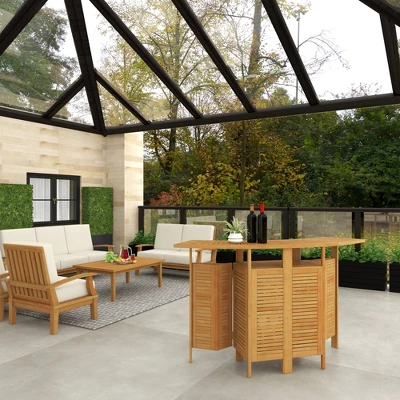 Patio Bar Table Teak - Olivia & May 15 Patio Bar Table Teak - Olivia & May - Image 13