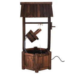 Costway Garden Rustic Wishing Well Water Fountain Wooden Outdoor Electric Backyard Pump -Garden & Outdoors GUEST 29338980 cb75 4f4b 8694 2f74ed88e0bc