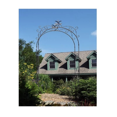 Achla Designs 113" Elegant Handcrafted Tuileries Iron Garden Arbor Graphite Powder Coated Finish 4 Achla Designs 113" Elegant Handcrafted Tuileries Iron Garden Arbor Graphite Powder Coated Finish - Image 2