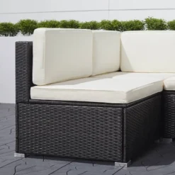 Venice 6pc Classic Outdoor Wicker Sectional Sofa With Seat And Back Cushion - Black - Vifah -Garden & Outdoors GUEST 2a290a03 6f56 4354 8e95 22d70fb1e003