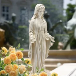 LuxenHome 30.5" H Virgin Mary Indoor Outdoor Statue Garden Statues, Gray Or Ivory -Garden & Outdoors GUEST 2b91d969 fd1f 4bf2 abb0 aaa03f5ce4c8