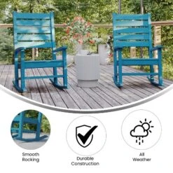 Merrick Lane Set Of 2 Contemporary Rocking Chairs, All-Weather HDPE Indoor/Outdoor Rockers In Blue -Garden & Outdoors GUEST 2c0eb838 0d6a 4f69 bc91 e2f91781315b