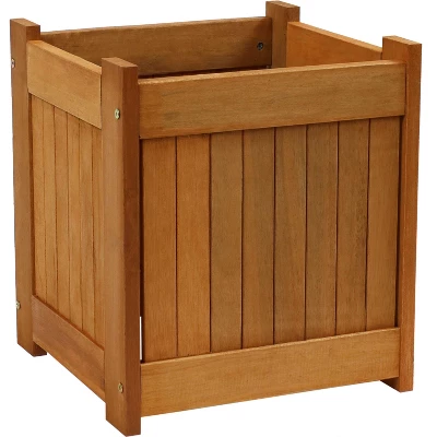 Sunnydaze Decor Sunnydaze Outside Meranti Wood Outdoor Planter Box With Teak Oil Finish For Garden, Porch And Patio - 16" Square 7 Sunnydaze Decor Sunnydaze Outside Meranti Wood Outdoor Planter Box With Teak Oil Finish For Garden, Porch And Patio - 16" Square - Image 5