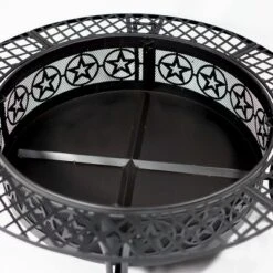 Sunnydaze Decor Sunnydaze Outdoor Camping Or Backyard Steel Round Four Star Fire Pit Table With Spark Screen - 40" - Black -Garden & Outdoors GUEST 2dfb8587 ab12 4784 9a4d f851633e6ee4