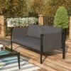 Flash Furniture Lea Indoor/Outdoor Loveseat With Cushions - Modern Steel Framed Chair With Storage Pockets -Garden & Outdoors GUEST 2e18750b 4b3f 4720 aeb4 0eba174ddbc6
