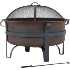 Sunnydaze Decor Sunnydaze Outdoor Camping Or Backyard Large Round Cauldron Fire Pit Bowl With Log Poker And Spark Screen - 29" -Garden & Outdoors GUEST 2e50a87c 2542 4f9f 92ee 764c97e2eaa7