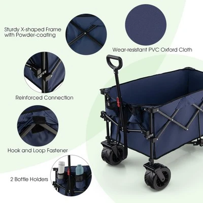 Costway Folding Collapsible Wagon Utility Garden Cart W/ Wide Wheels Adjustable Handle 10 Costway Folding Collapsible Wagon Utility Garden Cart W/ Wide Wheels Adjustable Handle - Image 8
