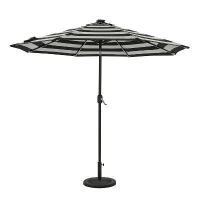 9' X 9' Mirage II Fiesta Market Patio Umbrella With Solar LED Tube Lights Black/White - Island Umbrella 3 9' X 9' Mirage II Fiesta Market Patio Umbrella With Solar LED Tube Lights Black/White - Island Umbrella