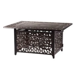 5pc Outdoor Dining Set With 48" Rectangle Fire Table, Deep Seating Swivel Rocking Chairs, Wind Blocker Lid & Fabric Covers - Oakland Living -Garden & Outdoors GUEST 2fdf80a6 24ab 4181 949f 063c3253ea08 1