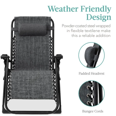 Best Choice Products Oversized Zero Gravity Chair, Folding Recliner W/ Removable Cushion, Side Tray 4 Best Choice Products Oversized Zero Gravity Chair, Folding Recliner W/ Removable Cushion, Side Tray - Image 2