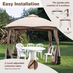 Costway 10x10 FT 2-Tier Patio Gazebo Canopy Netting Heavy-Duty Metal Easy-Setup Outdoor -Garden & Outdoors GUEST 30222e4c 51c7 4f00 a374 632c0f8f6411