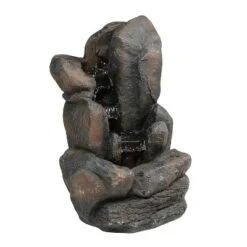 Sunnydaze Decor Sunnydaze Outdoor Solar Powered Rock Falls Water Fountain With Battery Backup, Submersible Pump, And LED Lights - 22" -Garden & Outdoors GUEST 305d3265 16c0 442a b6b2 2f2e11015296