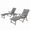 3pc Outdoor Set With Aluminum Adjustable Chaise Lounge & Table Set - Black/Gray - Crestlive Products -Garden & Outdoors GUEST 30f53098 8429 4f87 8180 dae7ceb3c46a