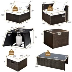 Tangkula 9PCS Outdoor Patio Furniture Set With 30" Propane Fire Pit Table PE Wicker Space-Saving Sectional Sofa Set W/ Storage Box & Cushions -Garden & Outdoors GUEST 31013370 fe75 43d1 a683 999056ce4c9a