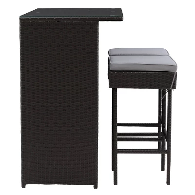 Parksville Patio Bar Set With Cushions - Black/Gray - CorLiving 5 Parksville Patio Bar Set With Cushions - Black/Gray - CorLiving - Image 3
