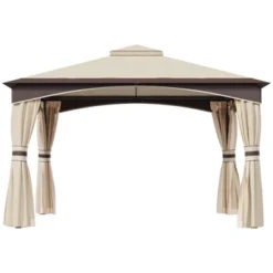 Outsunny Outdoor Gazebo With Mesh Netting Sidewalls For Shade And Rain, Patio Gazebo Canopy With 2-Tier Soft Top Roof And Steel Frame For Lawn, Garden, Backyard And Deck -Garden & Outdoors GUEST 3138c16a ff5f 463d 9614 27633a615c7d