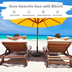 Costway 50 Lbs Round Resin Patio Umbrella Base Stand Holder W/ Lockable Wheels -Garden & Outdoors GUEST 31596aca b759 4a68 9d75 05ae68233a40