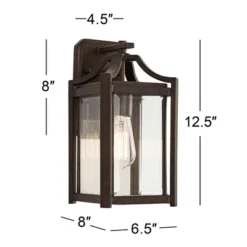 Franklin Iron Works Rockford Rustic Farmhouse Outdoor Wall Light Fixture Bronze 12 1/2" Clear Beveled Glass For Post Exterior Barn Deck House Porch -Garden & Outdoors GUEST 32034d98 949e 4ccd a205 600209d899a0