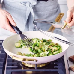 GreenPan Reserve 12" Frypan With Helper Handle & Lid Blush -Garden & Outdoors GUEST 323430c2 b1d7 4060 8a8e 0db8e1e7d4d9