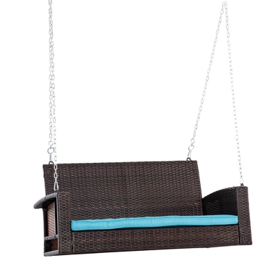 Outsunny 2-Person Wicker Hanging Porch Swing Bench Outdoor Chair With Cushions 11 Outsunny 2-Person Wicker Hanging Porch Swing Bench Outdoor Chair With Cushions - Image 9