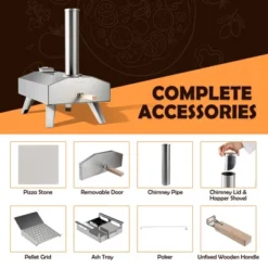 Costway Wood Pellet Pizza Oven Pizza Maker Portable Outdoor Pizza Stone W/ Foldable Leg -Garden & Outdoors GUEST 337a1bf4 0e37 44d2 8de2 814c593af6bc