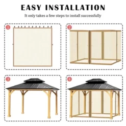 Aoodor Gazebo Netting Black 12' X 12' Polyester Screen Replacement 4 Panel Sidewalls For Patio (Only Netting) -Garden & Outdoors GUEST 3405a98c 2669 4921 b59c 371a5b44ef61