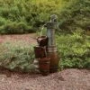 24" Vintage Barrel Water Pump With Buckets Fountain - Alpine Corporation