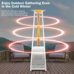 Costway 42,000 BTU Stainless Steel Pyramid Patio Heater Glass Tube Flame W/ Wheels -Garden & Outdoors GUEST 3488868e c864 49e9 8100 c7b78bc433d4