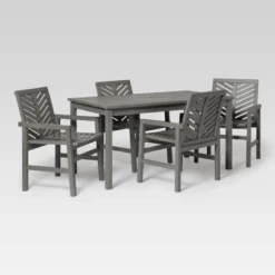 5pc Slatted Chevron Acacia Wood Patio Dining Set - Saracina Home 33 5pc Slatted Chevron Acacia Wood Patio Dining Set - Saracina Home -Garden & Outdoors GUEST 3532f1a3 85f3 42b2 b36d 7fefcb3640cd
